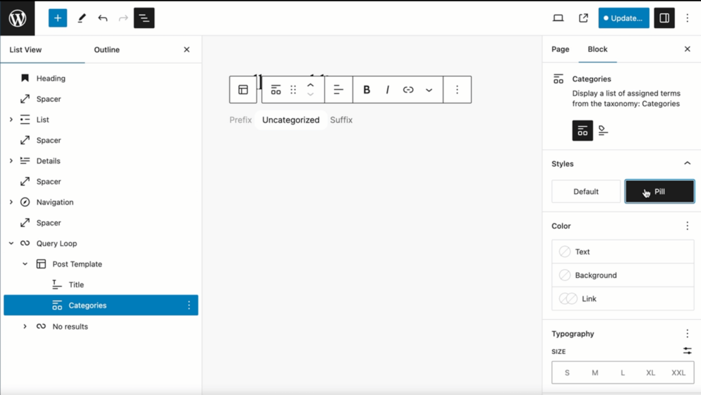 Category and Tag List block